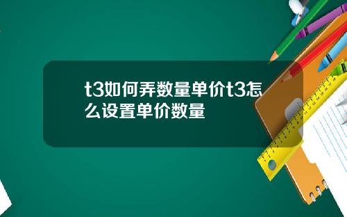 t3如何弄数量单价t3怎么设置单价数量