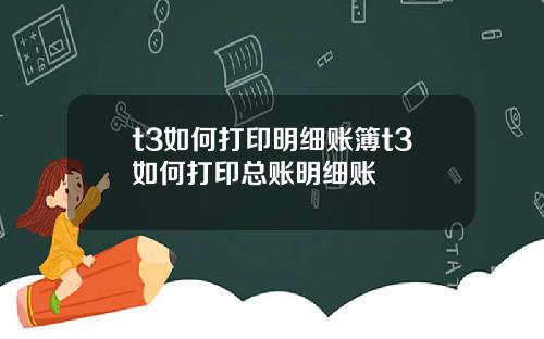 t3如何打印明细账簿t3如何打印总账明细账