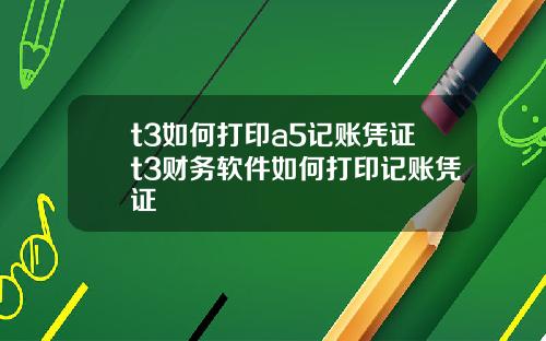 t3如何打印a5记账凭证t3财务软件如何打印记账凭证