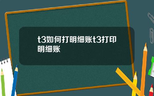 t3如何打明细账t3打印明细账