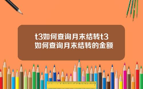 t3如何查询月末结转t3如何查询月末结转的金额