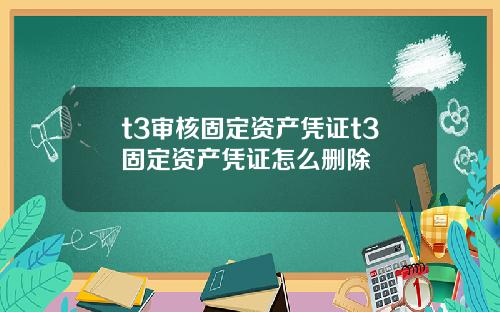 t3审核固定资产凭证t3固定资产凭证怎么删除