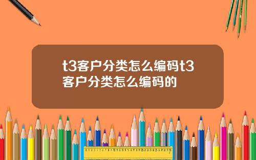 t3客户分类怎么编码t3客户分类怎么编码的