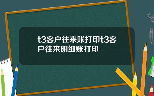 t3客户往来账打印t3客户往来明细账打印