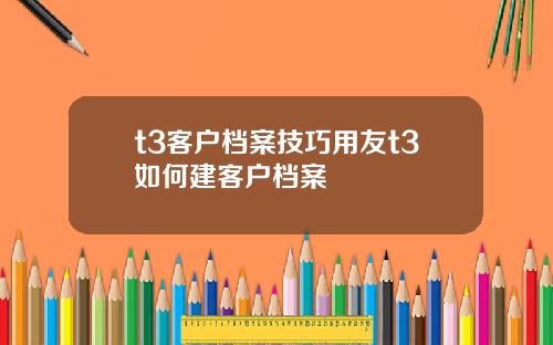 t3客户档案技巧用友t3如何建客户档案