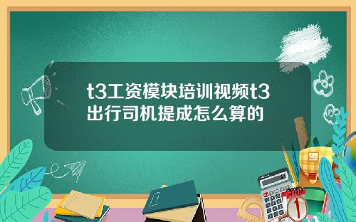 t3工资模块培训视频t3出行司机提成怎么算的