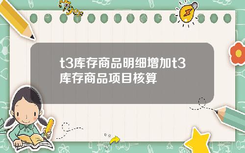t3库存商品明细增加t3库存商品项目核算