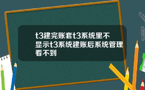 t3建完账套t3系统里不显示t3系统建账后系统管理看不到