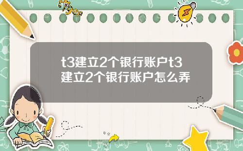 t3建立2个银行账户t3建立2个银行账户怎么弄