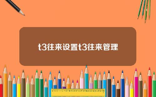 t3往来设置t3往来管理