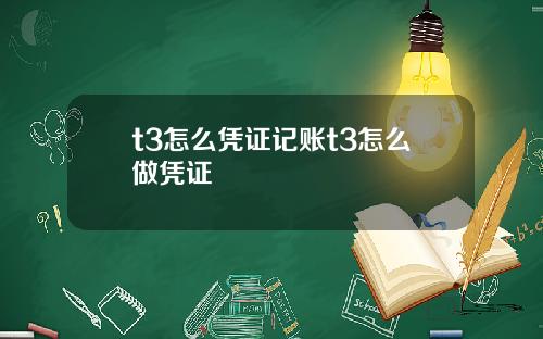 t3怎么凭证记账t3怎么做凭证