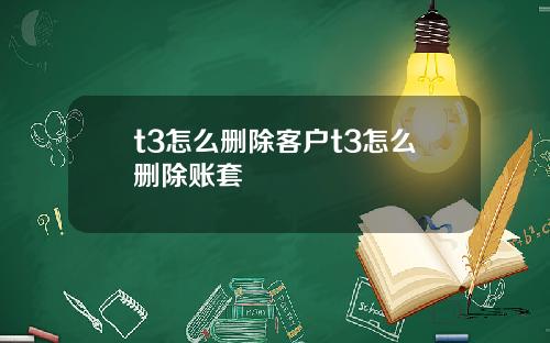 t3怎么删除客户t3怎么删除账套