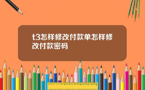 t3怎样修改付款单怎样修改付款密码