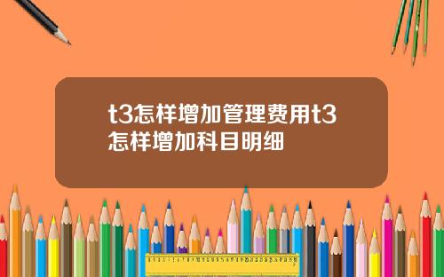 t3怎样增加管理费用t3怎样增加科目明细