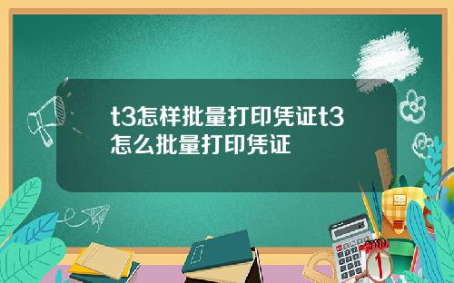 t3怎样批量打印凭证t3怎么批量打印凭证