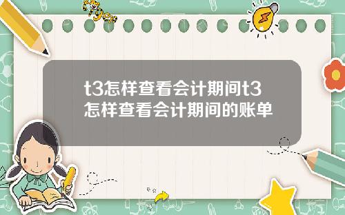 t3怎样查看会计期间t3怎样查看会计期间的账单