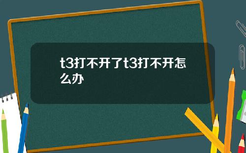 t3打不开了t3打不开怎么办