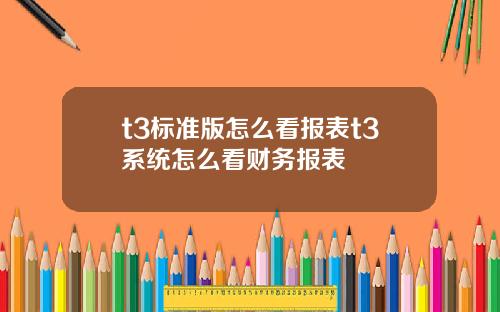 t3标准版怎么看报表t3系统怎么看财务报表