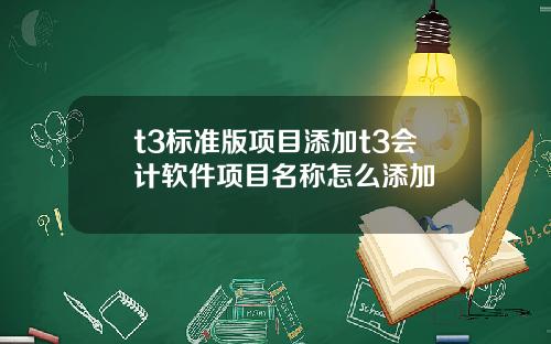 t3标准版项目添加t3会计软件项目名称怎么添加