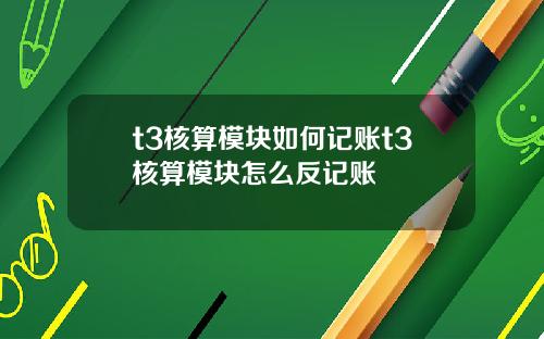 t3核算模块如何记账t3核算模块怎么反记账