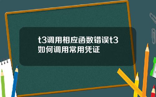t3调用相应函数错误t3如何调用常用凭证