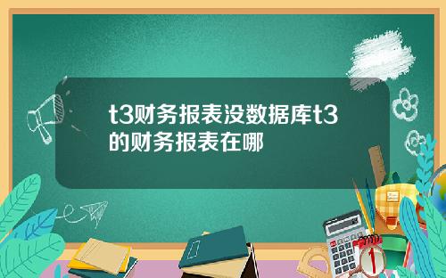 t3财务报表没数据库t3的财务报表在哪