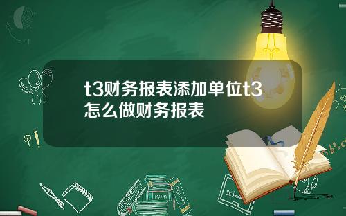 t3财务报表添加单位t3怎么做财务报表