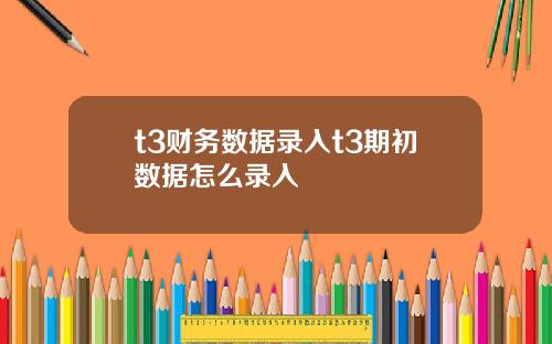t3财务数据录入t3期初数据怎么录入