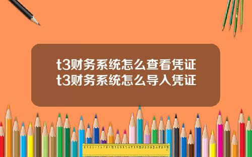 t3财务系统怎么查看凭证t3财务系统怎么导入凭证