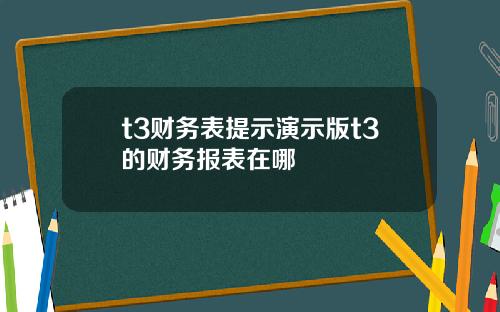 t3财务表提示演示版t3的财务报表在哪
