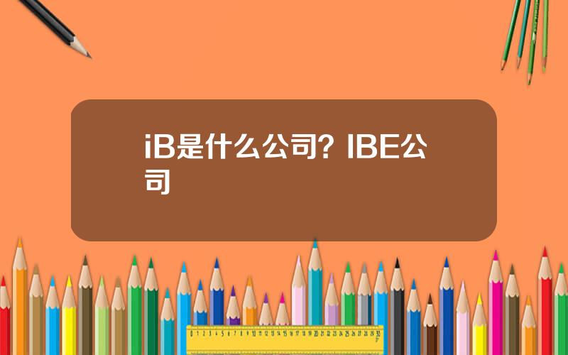 iB是什么公司？IBE公司