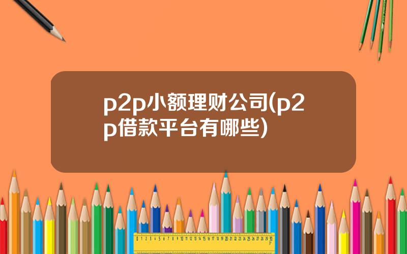 p2p小额理财公司(p2p借款平台有哪些)