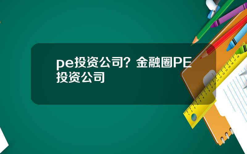 pe投资公司？金融圈PE投资公司