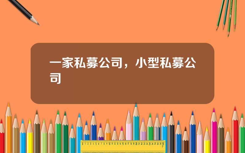 一家私募公司，小型私募公司