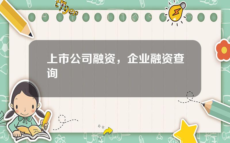 上市公司融资，企业融资查询