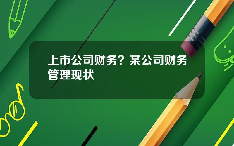 上市公司财务？某公司财务管理现状