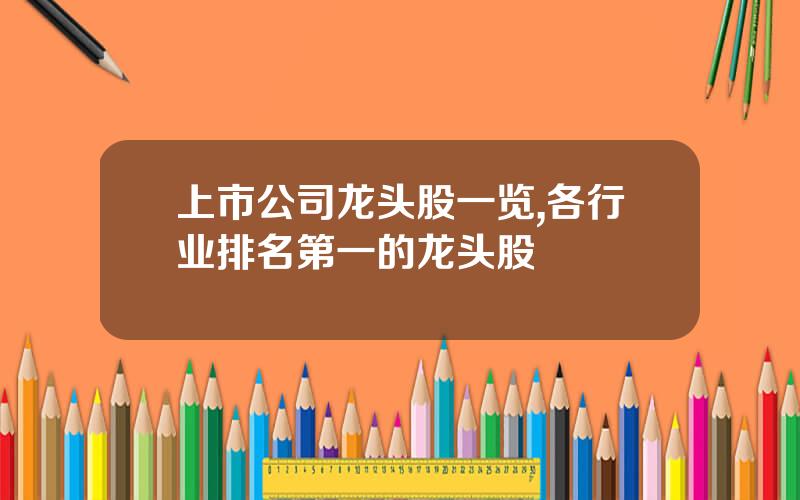 上市公司龙头股一览,各行业排名第一的龙头股