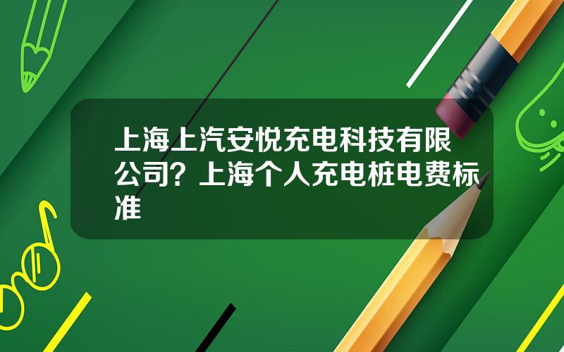 上海上汽安悦充电科技有限公司？上海个人充电桩电费标准