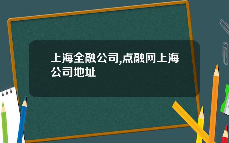 上海全融公司,点融网上海公司地址