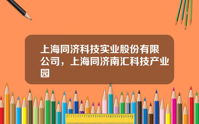 上海同济科技实业股份有限公司，上海同济南汇科技产业园
