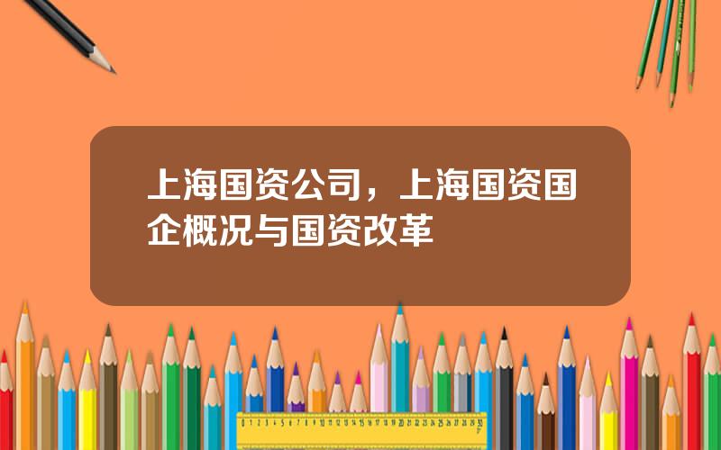 上海国资公司，上海国资国企概况与国资改革