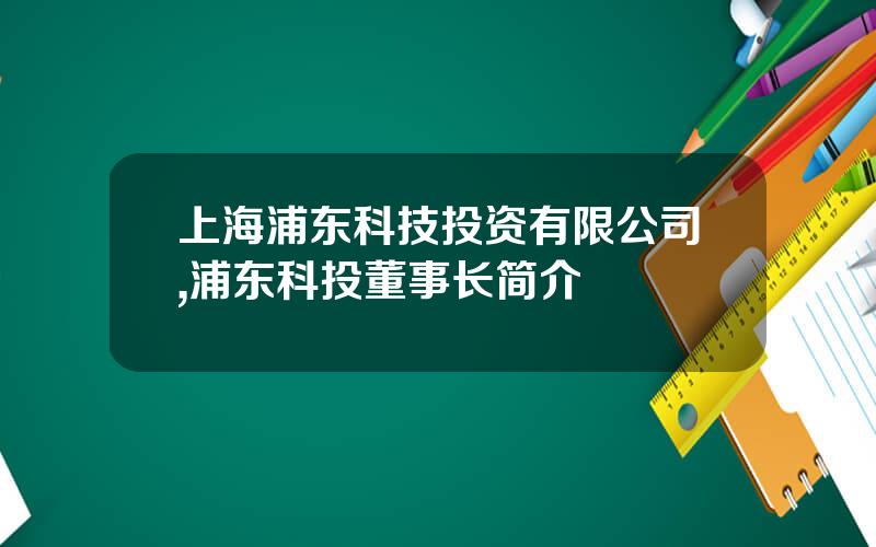 上海浦东科技投资有限公司,浦东科投董事长简介