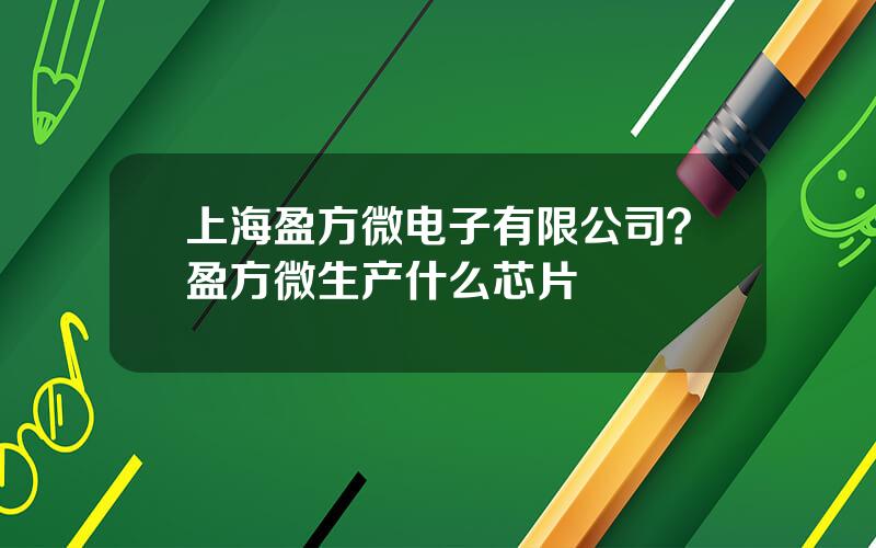 上海盈方微电子有限公司？盈方微生产什么芯片