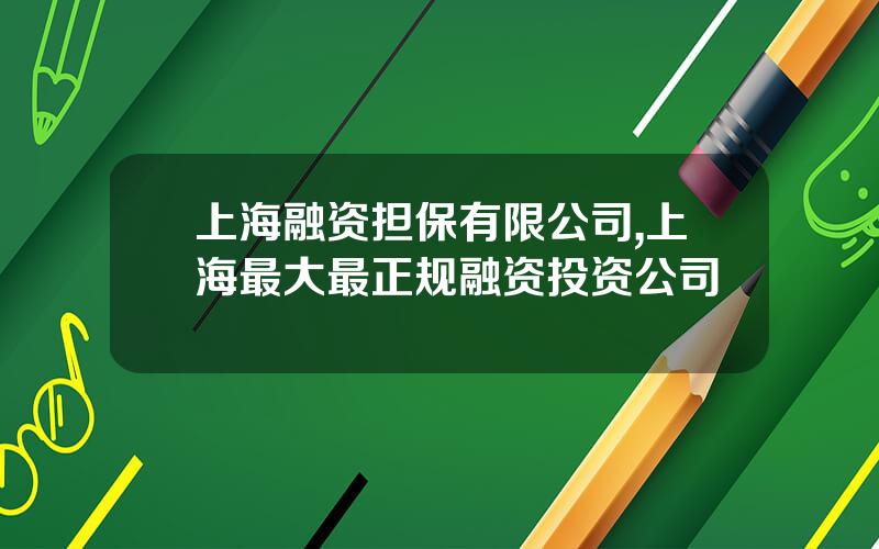 上海融资担保有限公司,上海最大最正规融资投资公司