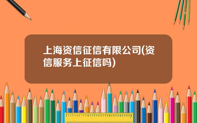 上海资信征信有限公司(资信服务上征信吗)