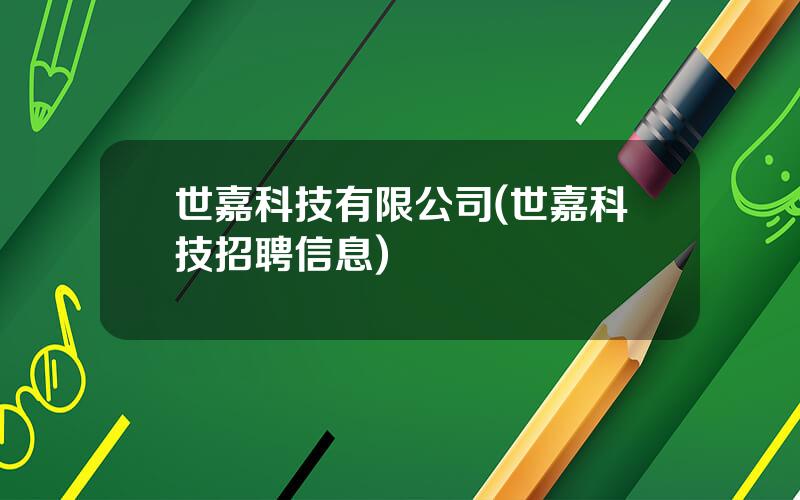 世嘉科技有限公司(世嘉科技招聘信息)