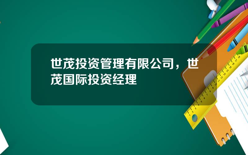 世茂投资管理有限公司，世茂国际投资经理