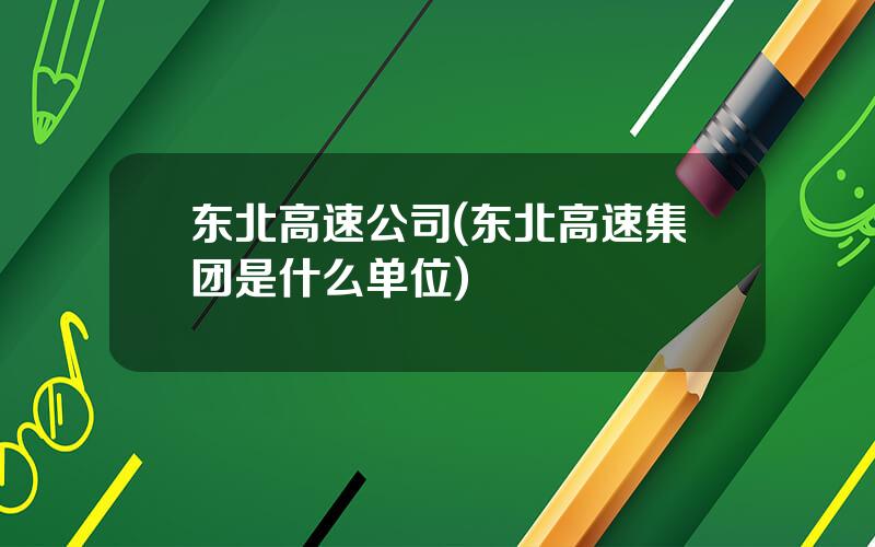 东北高速公司(东北高速集团是什么单位)