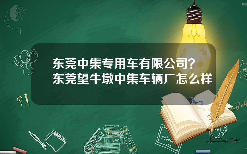 东莞中集专用车有限公司？东莞望牛墩中集车辆厂怎么样