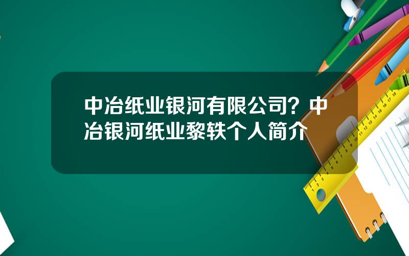 中冶纸业银河有限公司？中冶银河纸业黎轶个人简介